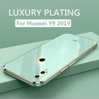 Роскошный чехол для телефона с квадратным покрытием для Huawei Y9 2019, Y92019, противоударный мягкий силиконовый чехол-накладка из ТПУ, чехлы