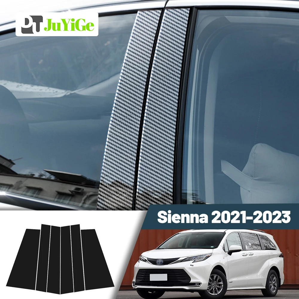 baśniowo-czarna naklejka na słupek słupka B C z włókna węglowego do Toyoty Sienna 2021-2023 2022