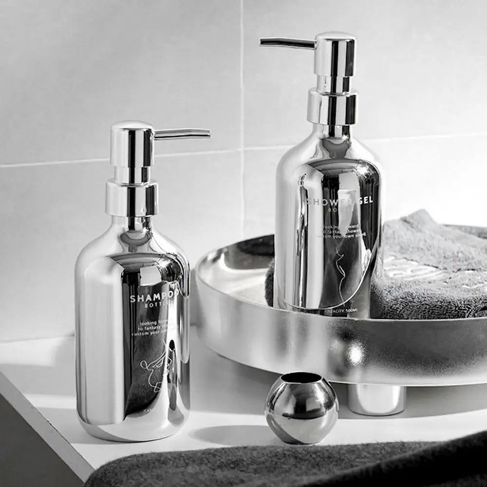 

500ml Silver Plating Soap Sanitizer Bottle Refillable Shampoo Shower Gel Soap Dispenser for Bathroom Kitchen Accessories