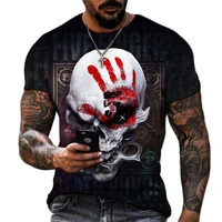 summer horror sketon skull 3d print mens t shirts hip hop streetwear polyester round neck short sleeve loose tops tees clothing