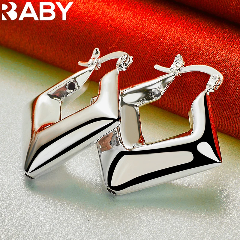 Серьги-кольца женские квадратные из серебра 925 пробы 30 мм |