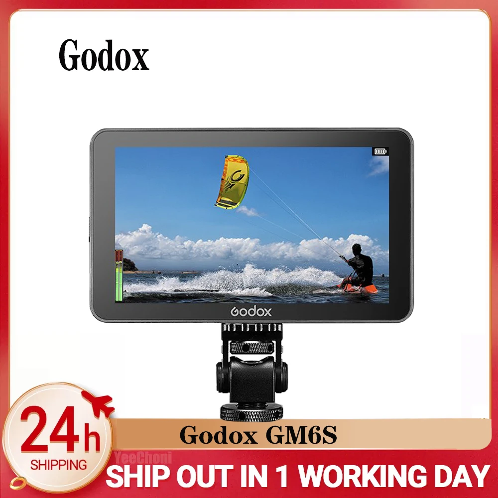 

Godox GM6S monitor 5.5 Inch 4K HDMI Ultra-Bright Touch Screen 1200nit 1920x1080 IPS Camera Field Monitor for DSLR Camera
