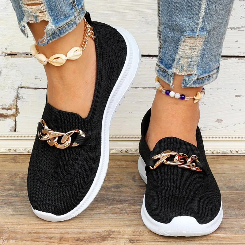 

Spring Summer Flat Heel Moccasin Shoes Casual Slip On Hollow Flats Women Knitting Fabric Sneakers Women's boots