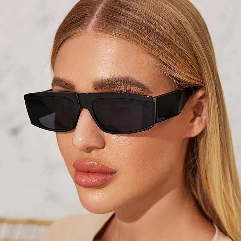 

Солнечные очки в прямоугольной оправе женские, модные брендовые дизайнерские солнцезащитные аксессуары в винтажном стиле, в Сиамском стиле ретро, чёрные