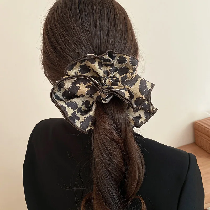 Двухслойная ткань в стиле ретро с леопардовым принтом большая резинка для волос
