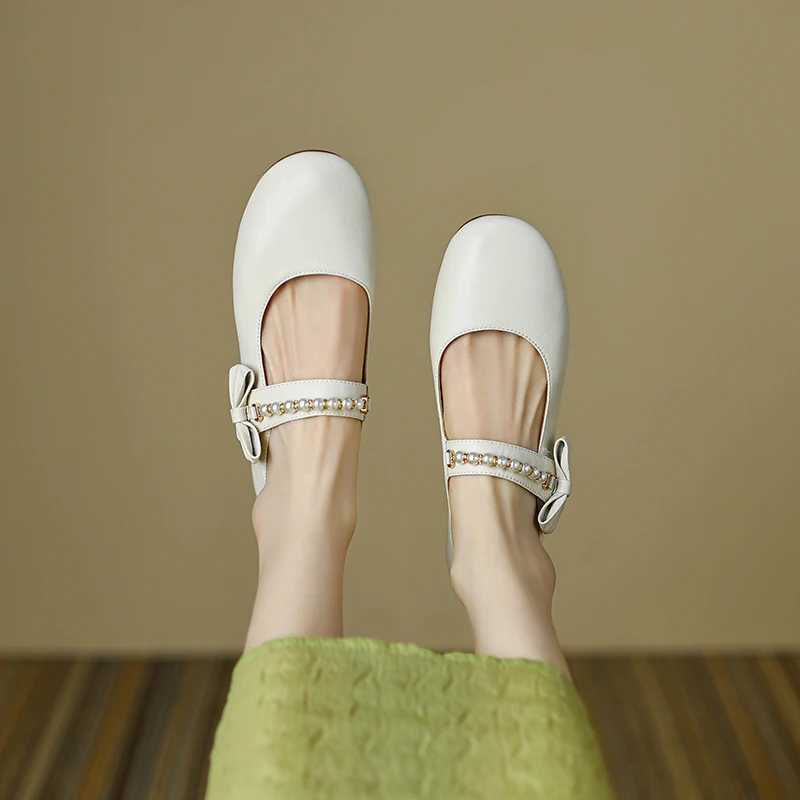 

Ranbetty Loafers for Women Flats Shoes Chunky Heel Shoes Genuine Leather Round Toe Super Soft Ladies Casual Slip On Shoes