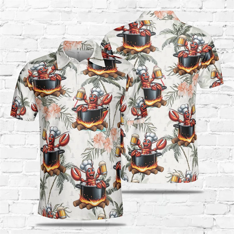 Рубашка-поло мужская с 3D-принтом морских животных одежда рисунком краба-лобстера