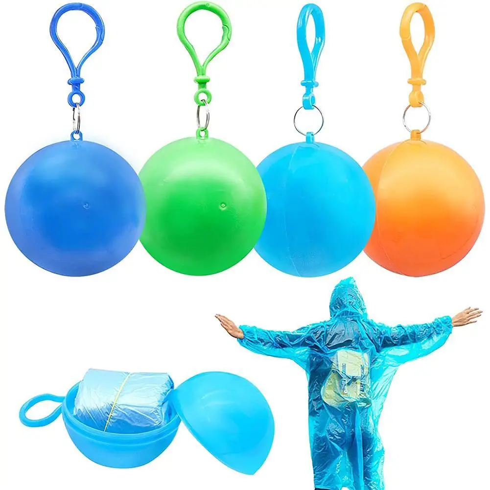 

1PC Random Color Portable Mini Raincoatball Thicken Disposable Raincoats Cape For Adults Emergency Waterproof With Keychain