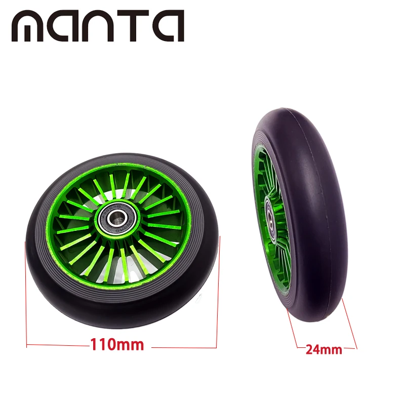 110мм колеса из алюминиевого сплава с полиуретановым ободом и встроенными подшипниками для экстремальных/передвижений/катания на скейтборде.