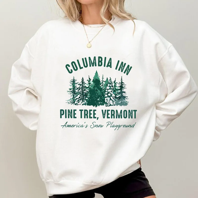 White Christmas Movie Sweatshirt Columbia Inn Pine Tree Vermont Hoodies Pullover Crewneck Sweatshirts 90s Xmas Coat
