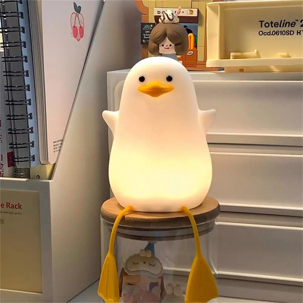 

USB Rechargeable LED Night Lamp Touch Baby Nursery Lamp Phone Holder Duck Desktop Night Light For Room Decoration Kids Gift