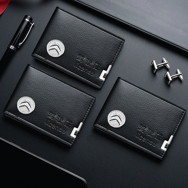 

Car Business PU Leather Driver License Cover Multi-Function Wallet Protection For Citroen C4 C3 C5 C1 C2 Berlingo Celysee Cactus