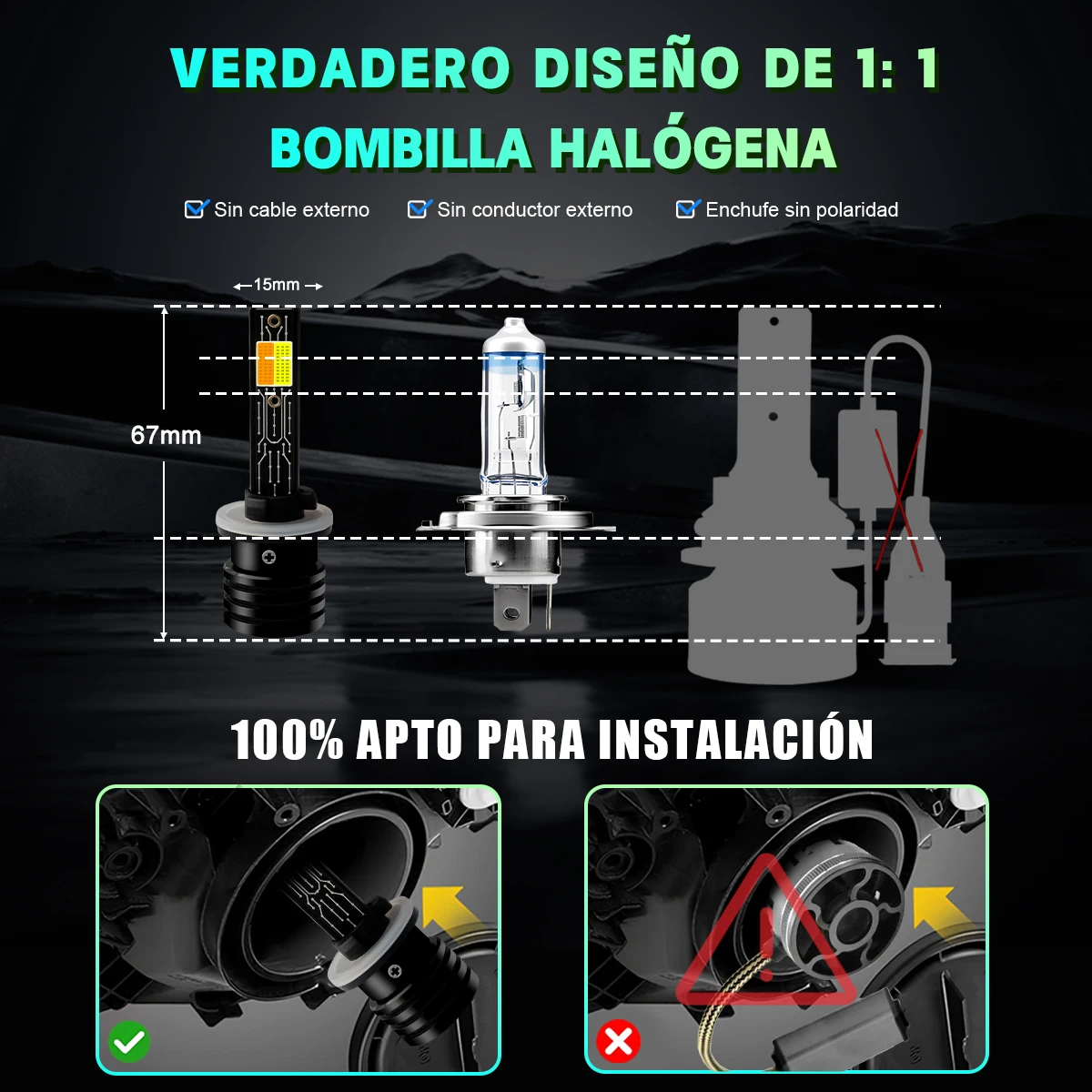 Фото Светодиодные лампы для фар H1 H3 H7 H8 H9 H11 HB3 9005 HB4 9006 H27 880 881 H4 HB2 9003 12В 3000K 4300K 6000K с функцией стробоскопа