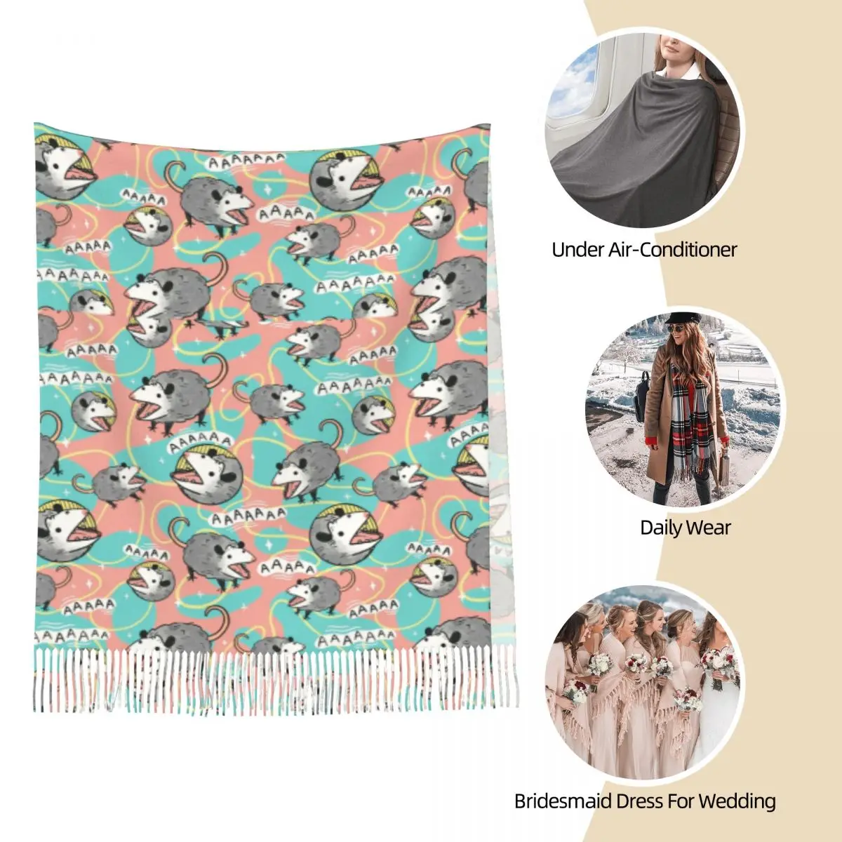 Шарф с рисунком опосада для женщин осенние шали из пашмины и накидка большие