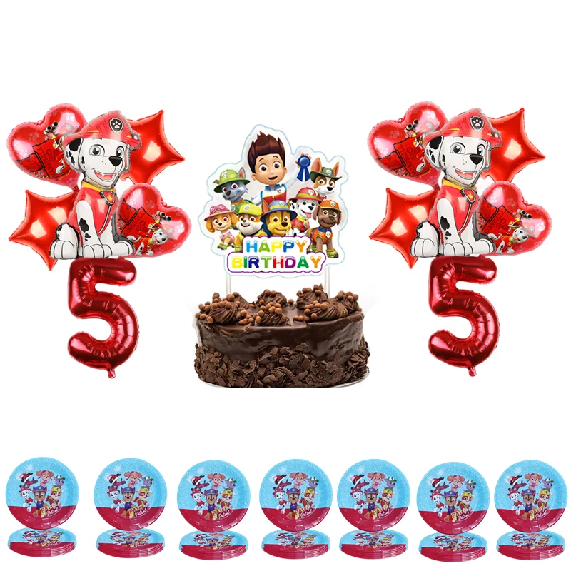

Kids Birthday Party Decorations Paw Patrol Cartoon Dog Globos Baby Shower Balloons Set Paper Disposable Plate Napkin Pennant