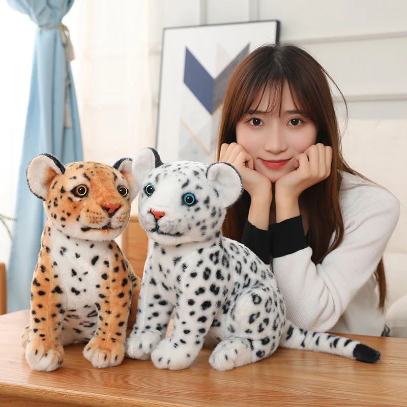 

32cm Cute Simulation Snow Leopard Plush Toy Stuffed Animal Kawaii Lifelike Leopard Accompany Doll Toys for Kids Girls Gift Decor