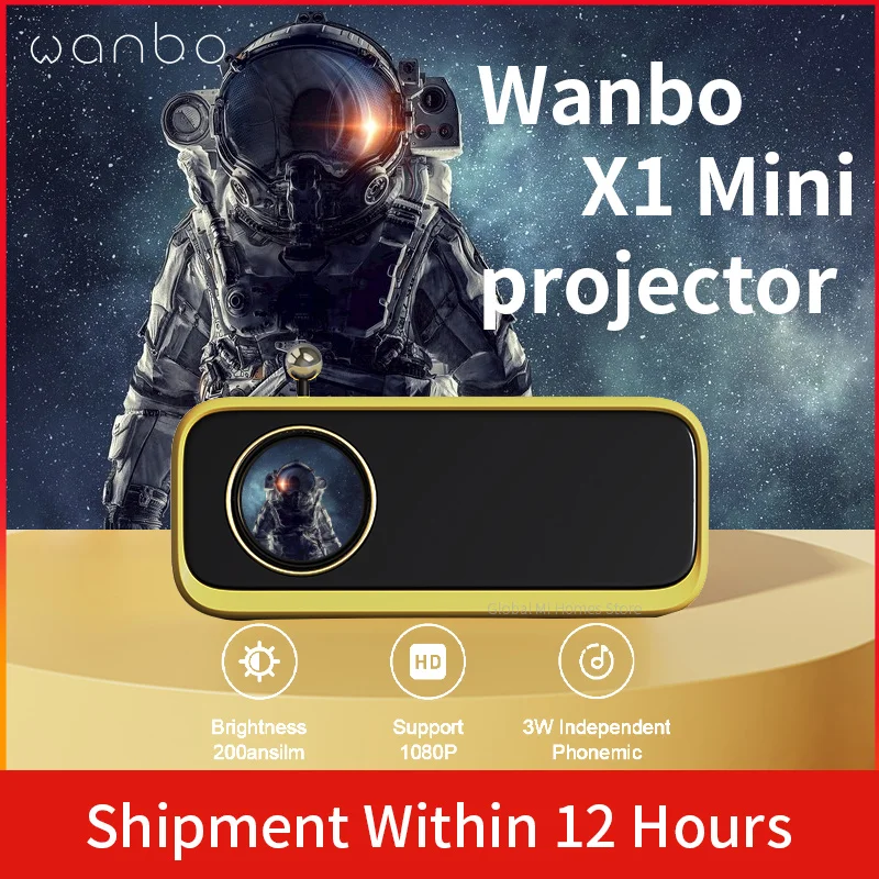 

Projector Wanbo X1 Global Version Portable Mini Led Lcd Mini Projector Low Noise 1080p Decoding Double Fan for Home Office