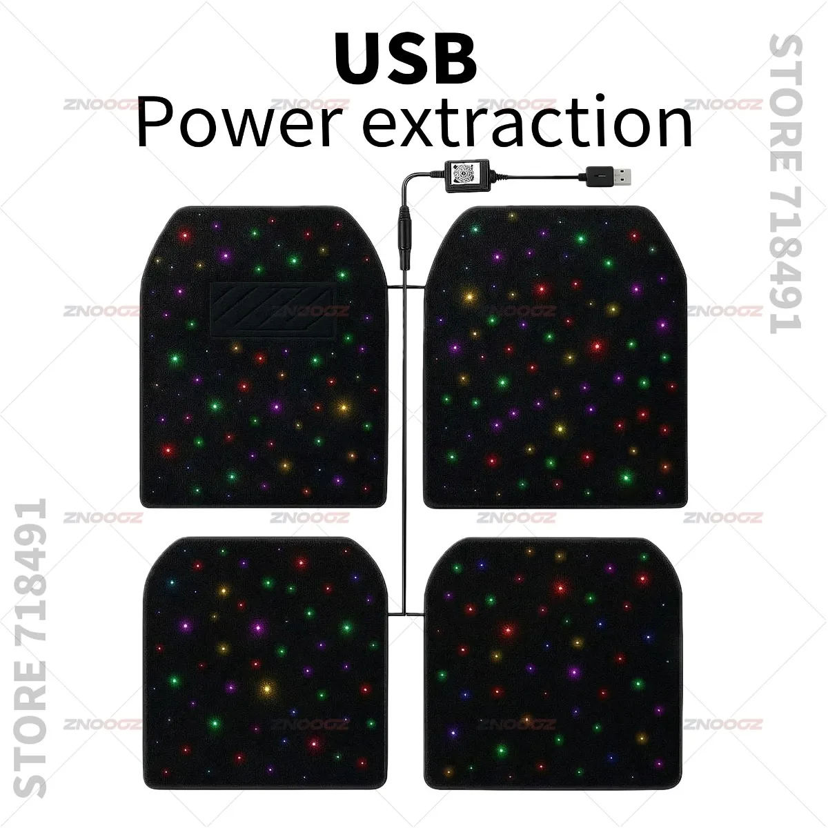 Фото Для VolkswagenGolf Polo T-Cross Caddy Touran Jetta Vento Talagon Tiguan Touareg USB Автомобильный светодиодный коврик для ног со звездным небом DIY можно разрезать №3