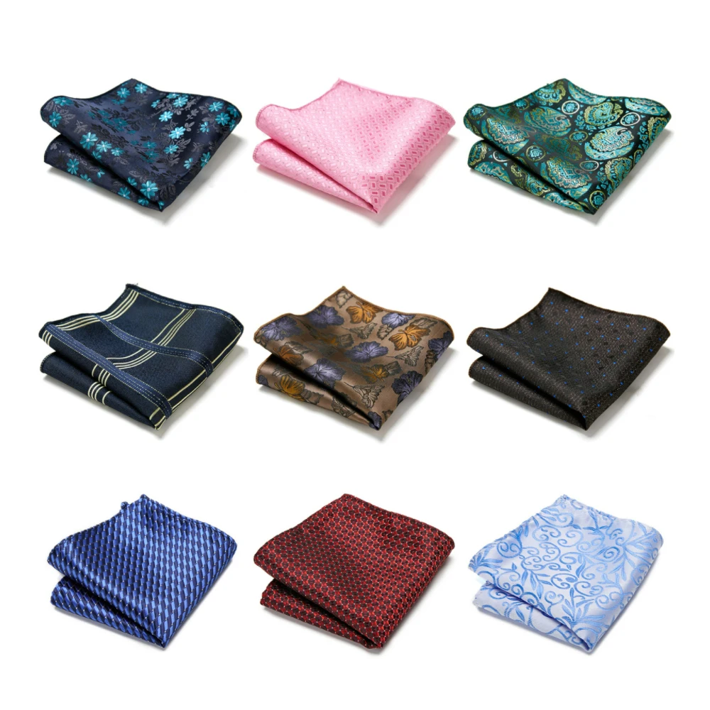 Luxury Nice Handmade Fashion Brand Silk Hanky Pocket Square Printed  Hombre Formal Clothing Light Blue Fit Workplace