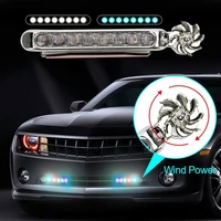 2pcs 8 led wind powered car daytime running lights auto decorative lamp with rotating fan no need external power supply drl bulb