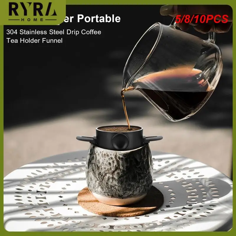 

5/8/10PCS 2023 Foldable Tea Holder Funnel Baskets Reusable Drip Coffee Tea Holder Coffee Dripper Paperless Pour Cup