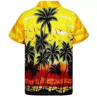 yellow hawaiian beach shirt men 2021 summer short sleeve palm tree printed tropical aloha shirts mens holiday relaxed clothing