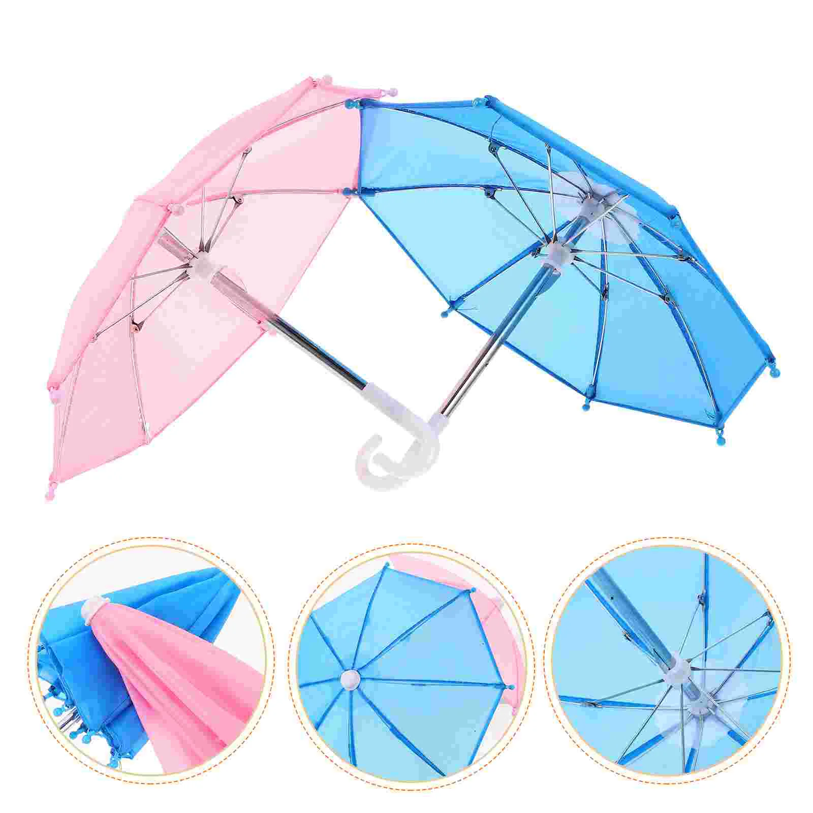 

2pcs Mini Folding Umbrella House Ornament Mini Umbrella Mini House Layout Prop
