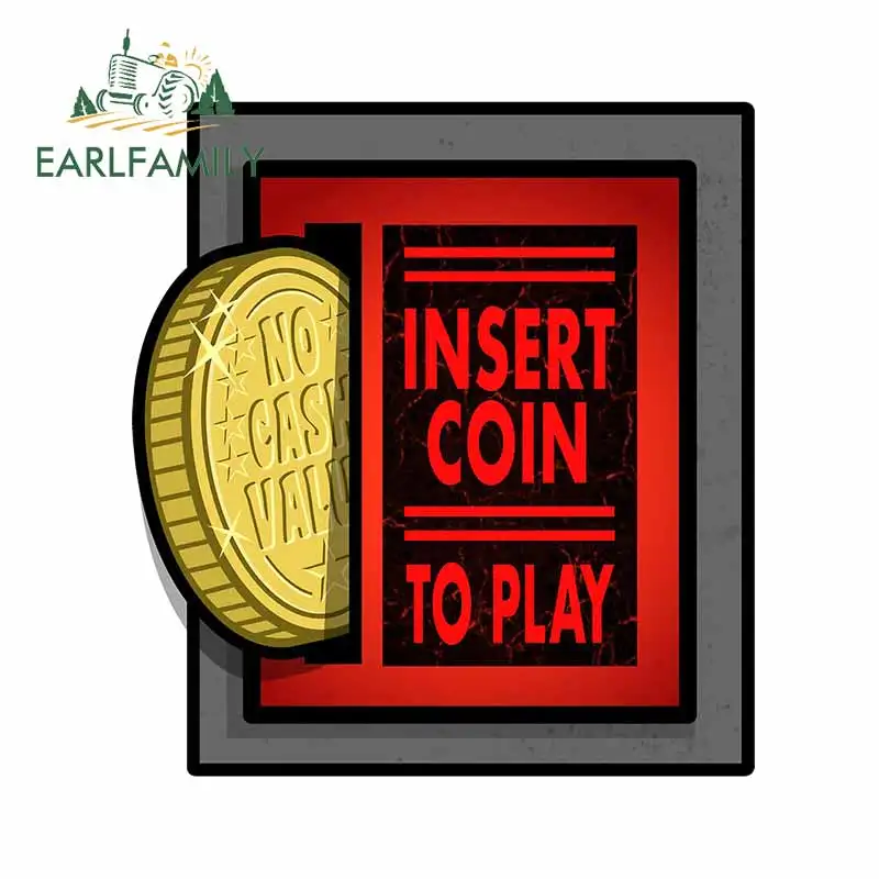 

EARLFAMILY 13cm x 11.8cm for Retro Pinball Arcade Coin Slot VAN Personality Car Stickers Waterproof Decal for Motorcycle Bumper