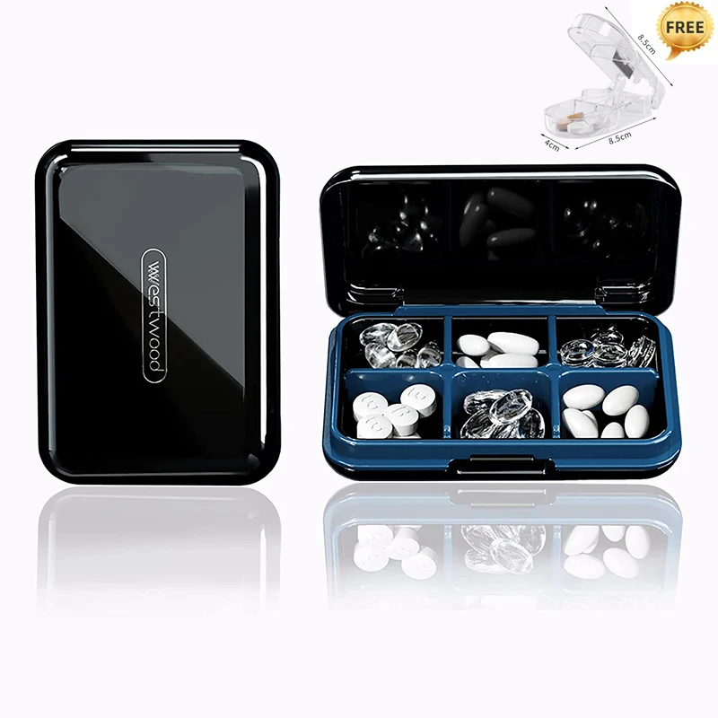 

6 Grids Waterproof Medicine Small Pill Box Vitamins Container Travel Pill Case Storage Capsules Tablets Fish Oils Plastic Box