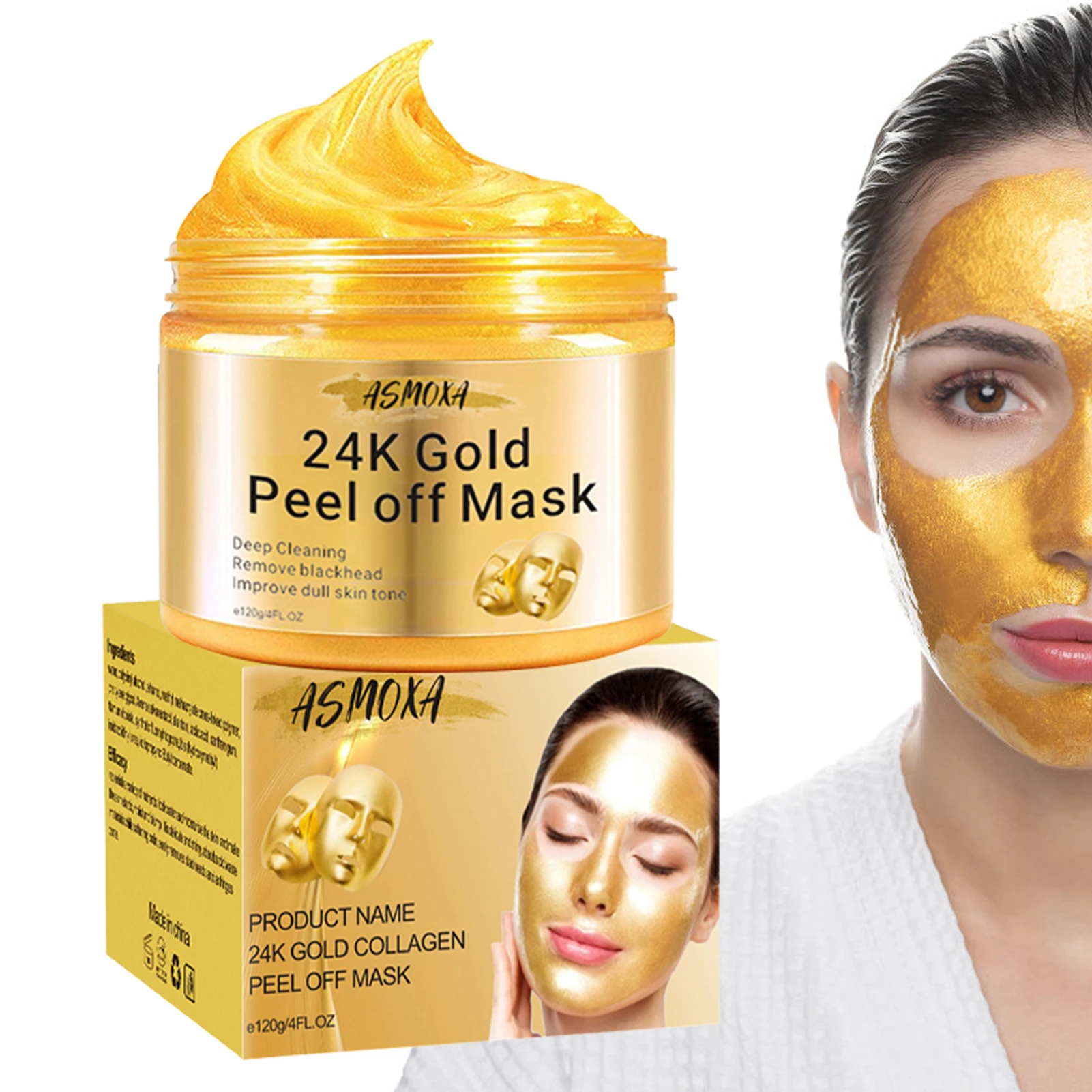 

24K Gold BlackheadMask 120g Peel OffMask Deep Cleansing PurifyingFacemask For Skin Cleaning Pore Purifying Wrinkles Redeucing