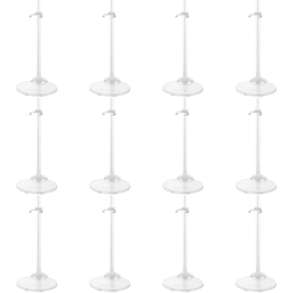 

12 Pcs Figure Stand Mini Dolls Support Figurine Display Shelf Stands Show Toys Rack Adjustable Transparent