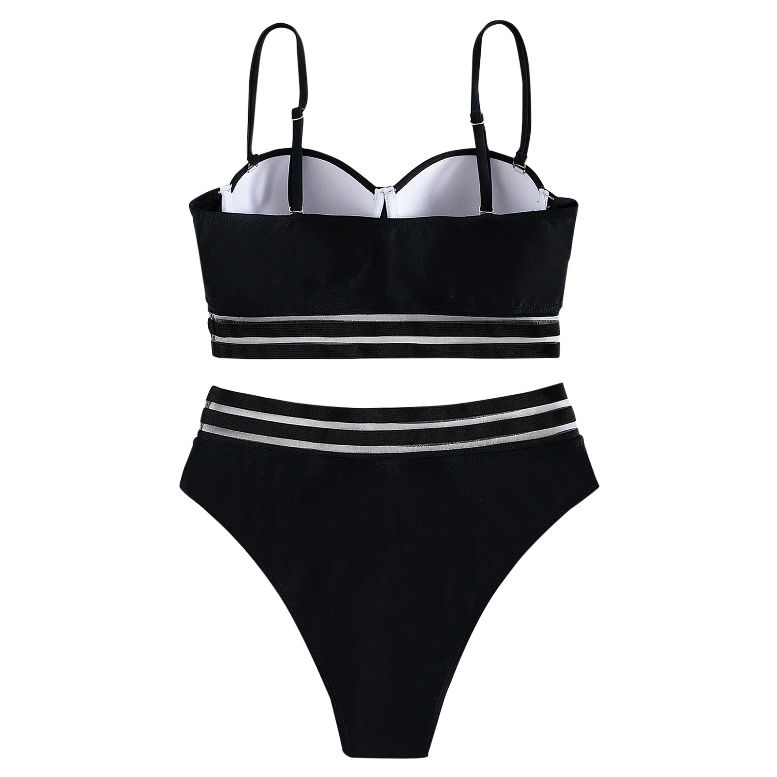 2022 Женский комплект бикини бразильский купальник сексуальный черный с высокой