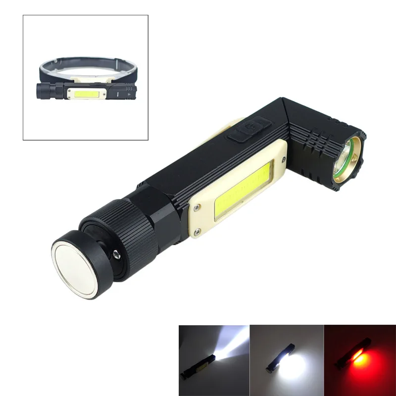 

New LED COB Work Light USB Charging Multifunctional Flashlight with Magnet Maintenance Light Red and White