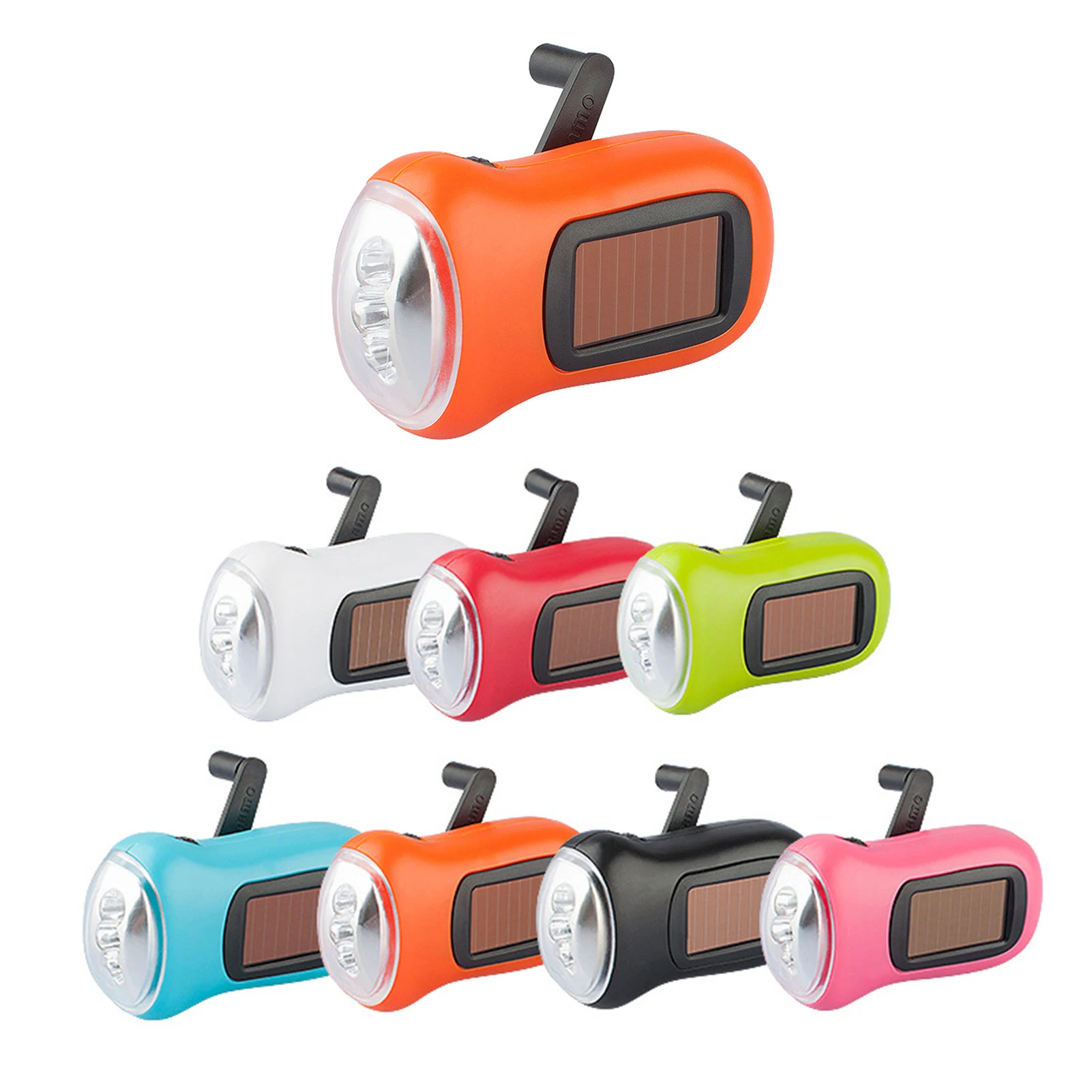 

Hand Crank Solar Powered Flashlight Rechargeable LED Cranking Light Tent Torch For Emergency Hiking Camping And Survival Gear