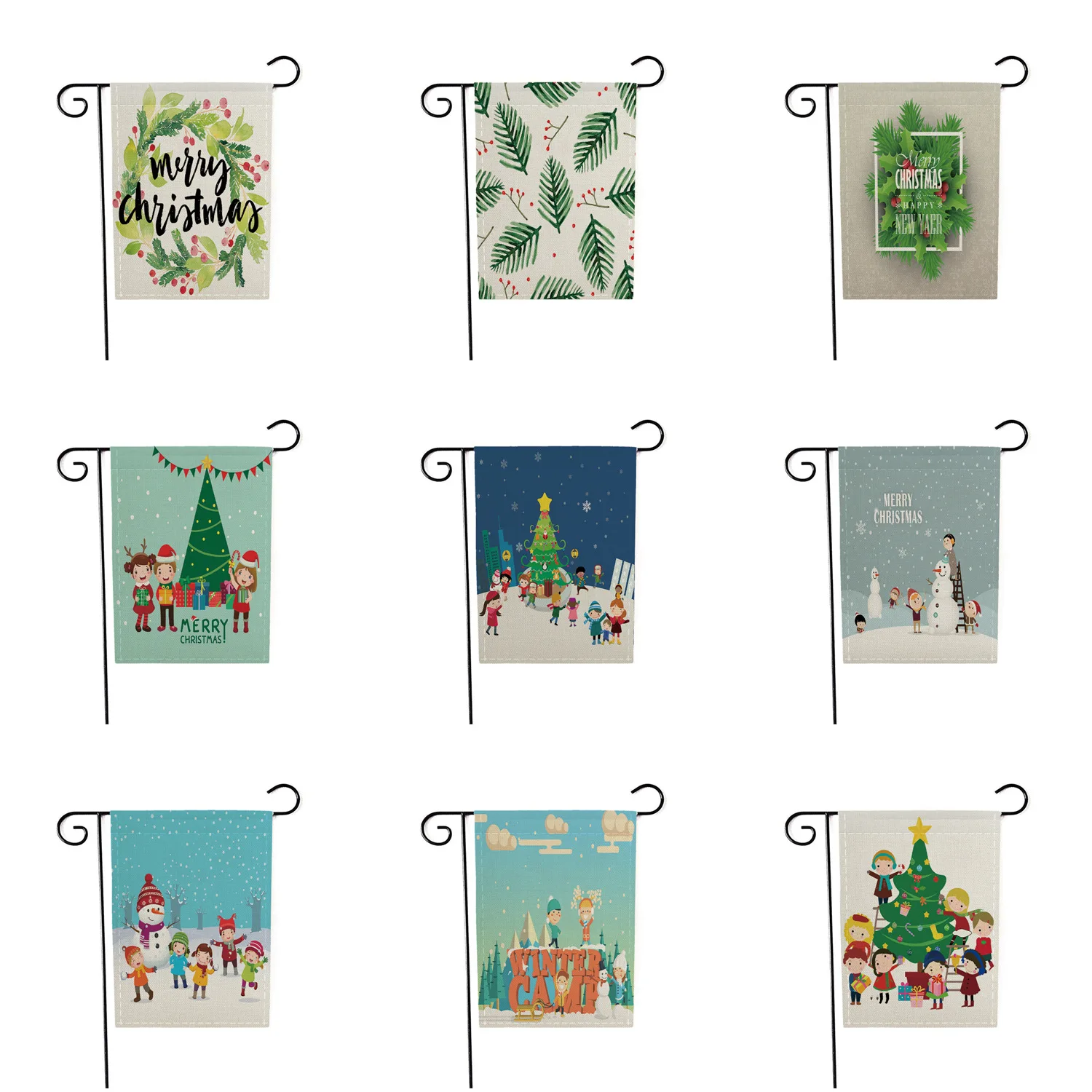 

Christmas Yard Flag Christmas Tree Snowman Winter Garden Flag Double Sided Christmas Banners