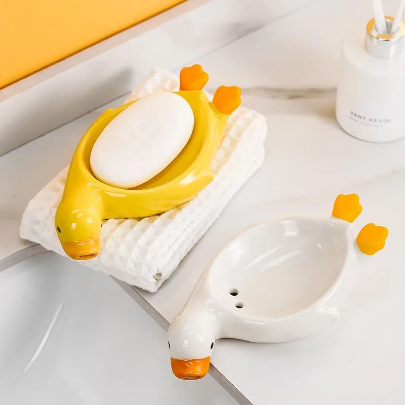 

Маленькая желтая утка креативный керамический мыльница милый сливной поднос полка для хранения туалетной дренаж для мыла блюдо Бытовые аксессуары для ванной комнаты