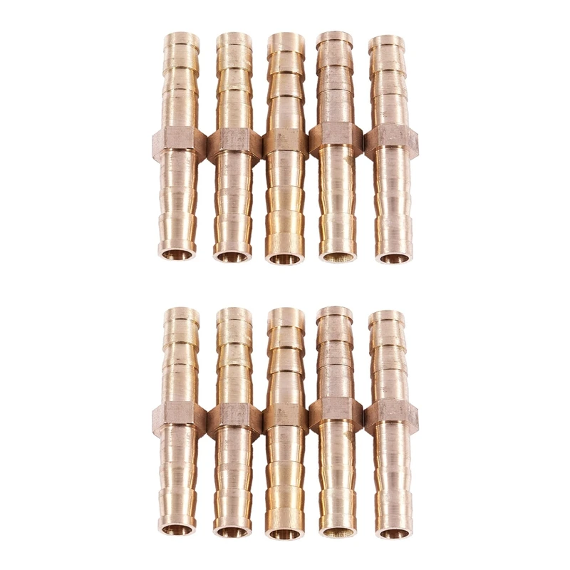 

HLZS-10 Pcs Gold Tone Brass Straight Hose Connector Joiner