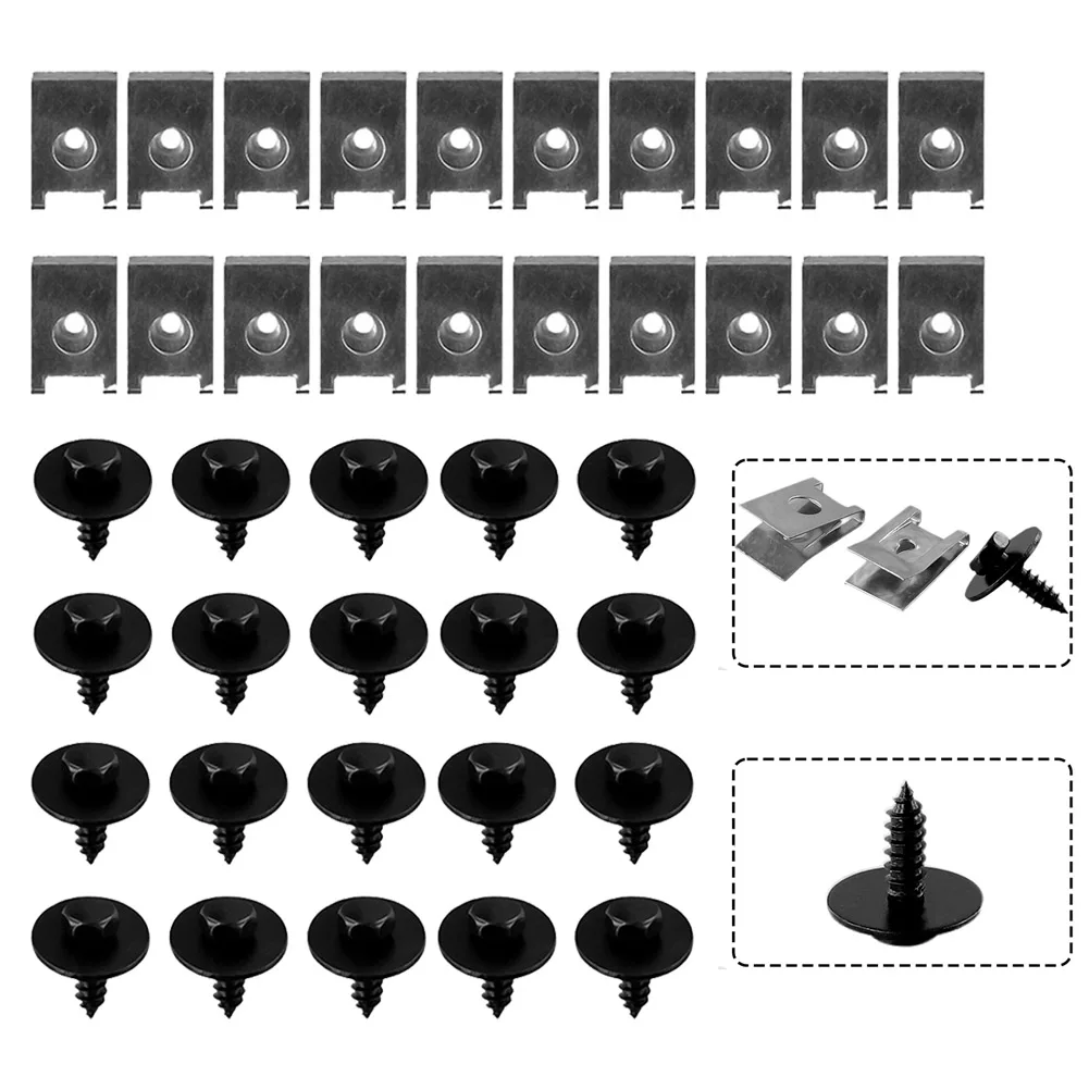 

For BMW 1 Set Of 20pcs Speed Fastener Clips And 20pcs Hex Screws Hex Head Tapping Socket Bolt Screw Clips Undertray Splash Guard