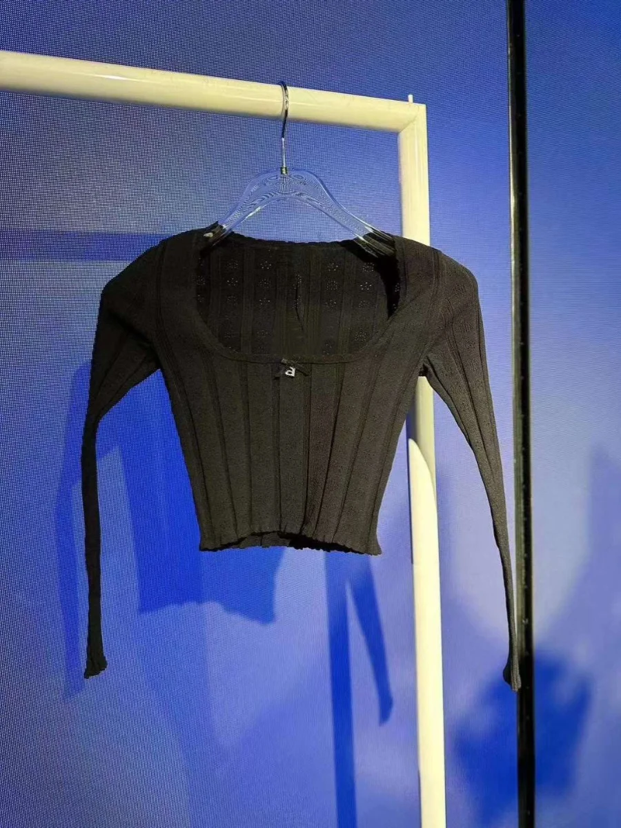  23 осенняя новая одежда King Black Letter вязаная женская рубашка с длинными рукавами и