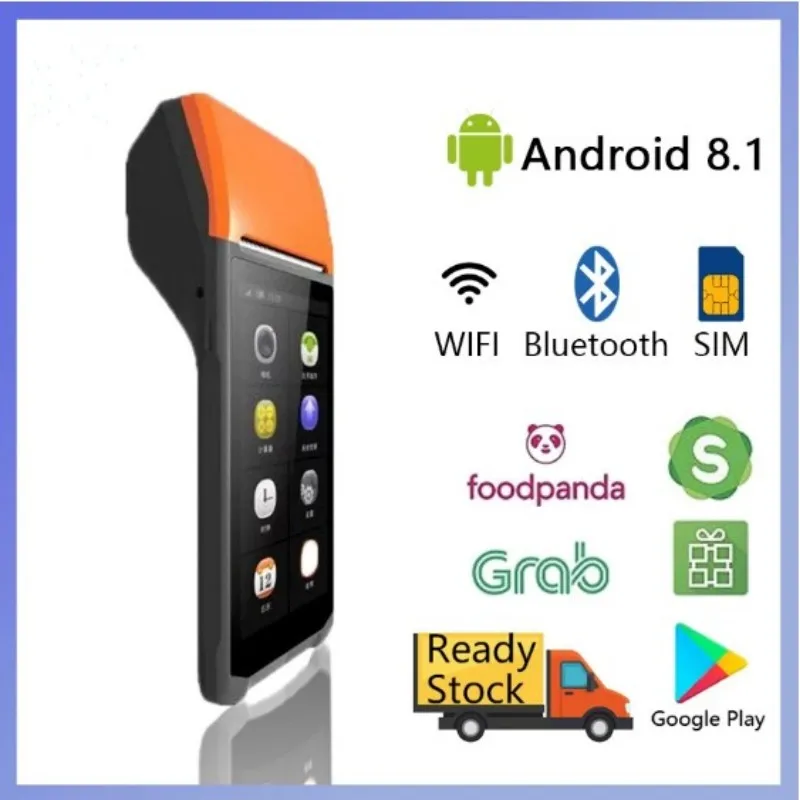 

8.1 Android POS 58mm Bluetooth Thermal Printer Receipt Portable Terminal Handheld PDA Point Of Sale System All in One Impressora