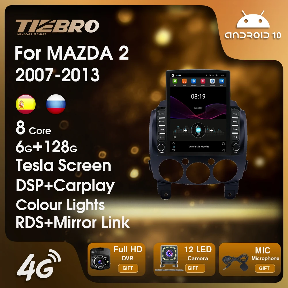 

2 Din Android10.0 Car Radio Multimedia Video Player For MAZDA 2 2007-2013 Navigation GPS 4G+WIFI Carplay For Tesla Screen Stereo