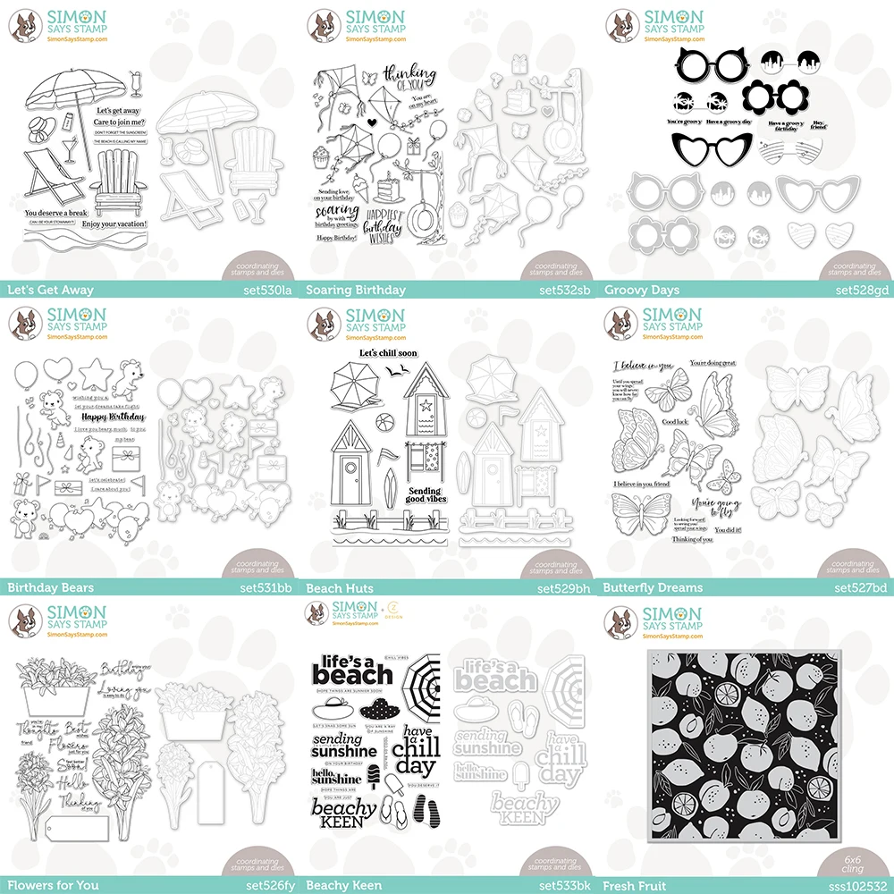 

Seaside Vacation Metal Cutting Dies And Clear Stamps For Diy Scrapbook Paper Cards Embossing Decorative Happy Summer Album Craft