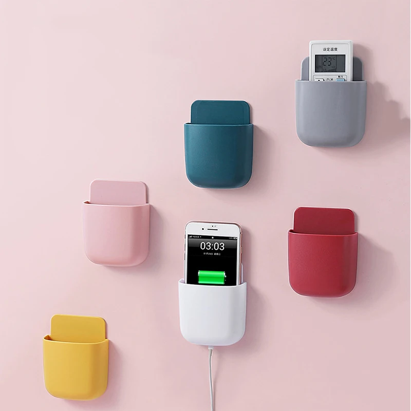 

Wall-mounted Mobile Phone Charging Box Remote Storage Box Cartoon Bedside Phone Hanger Decoration Wall Holder for Stationery