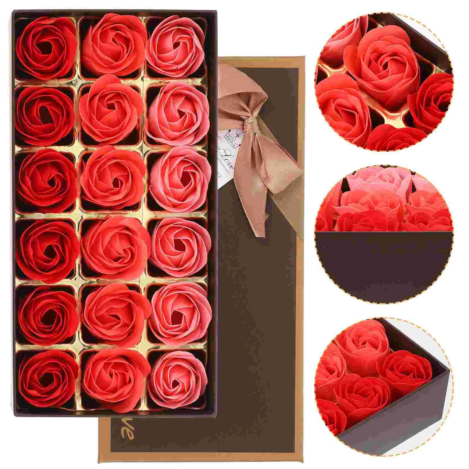 

1 Box Imitation Rose Soap With Storage Box Floral Scented Bath Soap Rose Flower