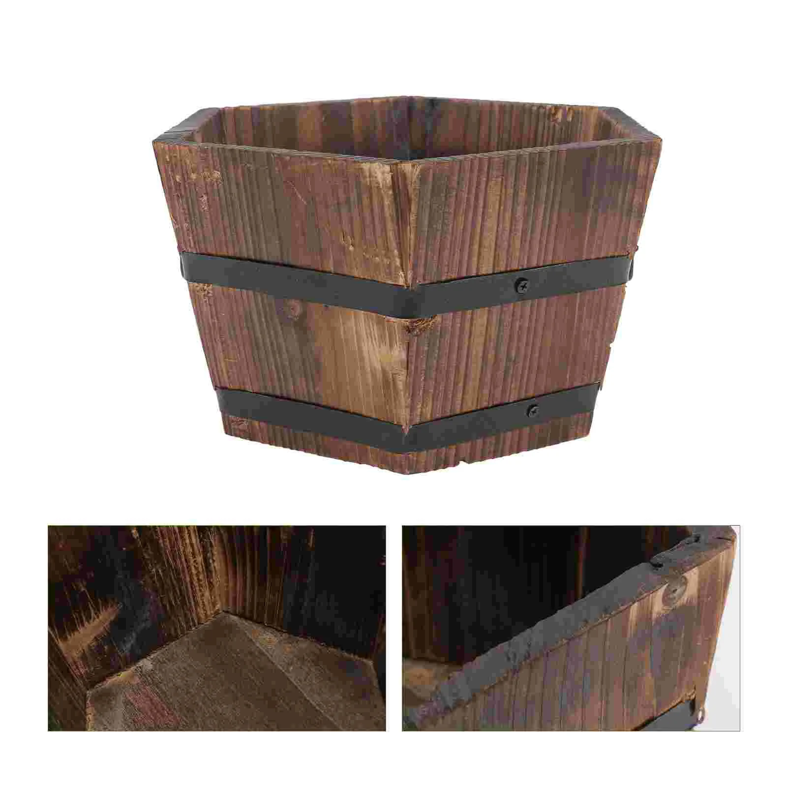 

Planter Wooden Pot Flower Pots Succulent Bucket Box Windowsill Flowerpots Log Stump Window Bonsai Vases Rustic Wood Bonsai pot