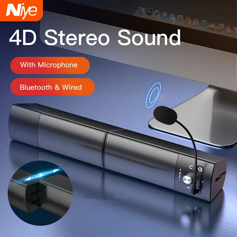

Computer Speakers Detachable Bluetooth Speaker Bar Surround Sound Subwoofer For Computer PC Laptop USB Wired Dual Music Player