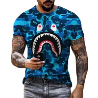 2022 summer thin section camouflage shark head man tide brand with the same jacket short sleeved t shirt 3d