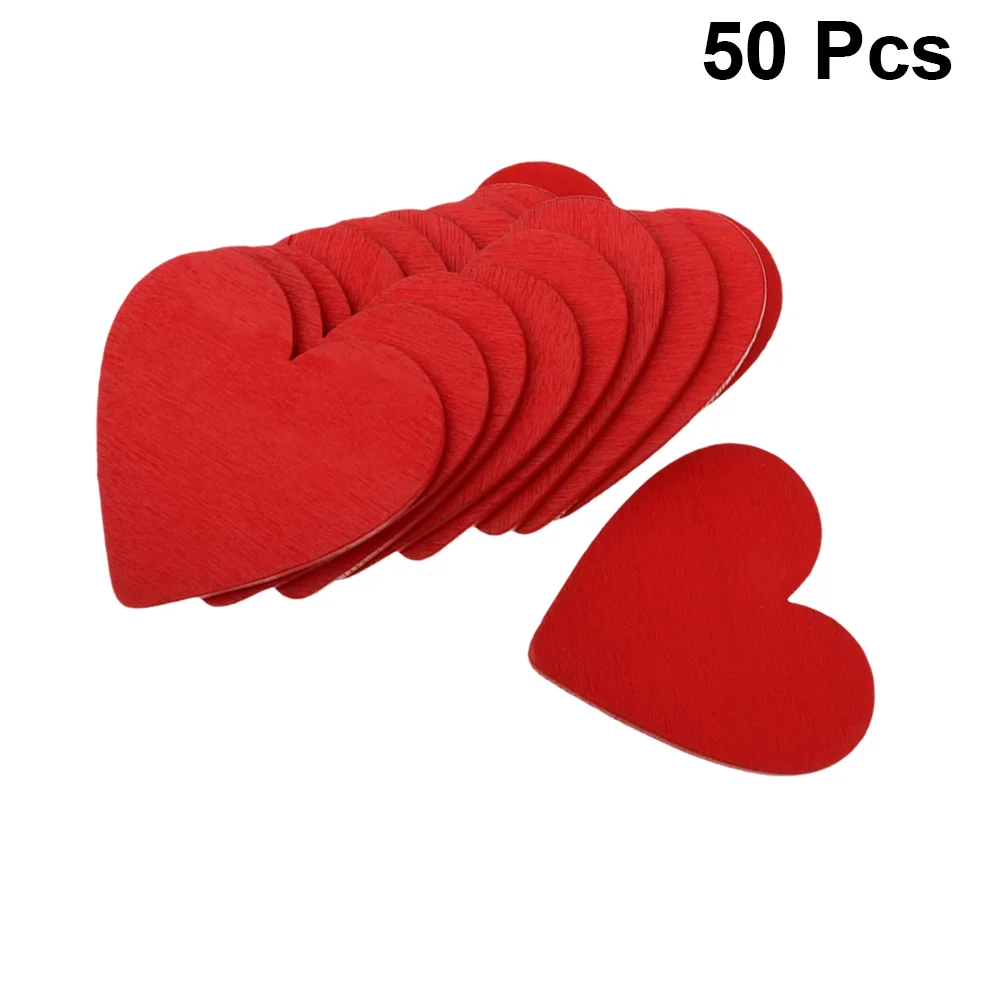 

50pcs 3cm Red Love Heart Shape Wooden Slices Craft Accessary Wooden Pieces Ornament Wood Cutouts Wedding DIY Material Wooden