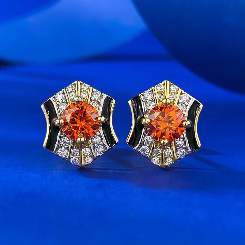 Фото Серьги Xiaohongshu из серебра 925 пробы с позолотой 50, розовые, антикварные, оранжевые, Fanta, простые, модные и универсальные №2