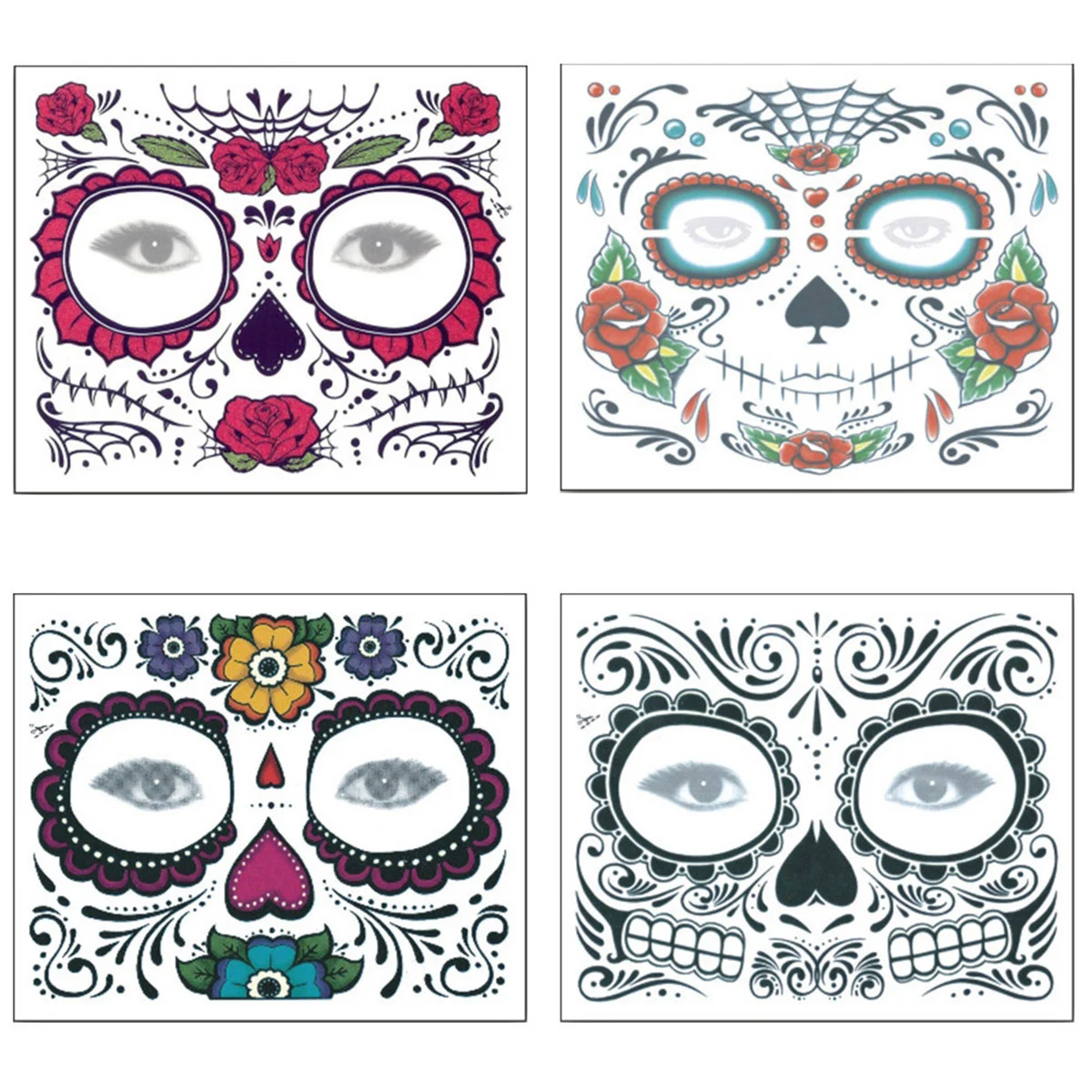 

4 Sheets Halloween Sticker Stickers Waterproof European American Facial Costume